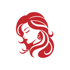 Wall Mural - A logo of girl icon woman vector silhouette isolated design pretty and luxury lifestyle concept red icon