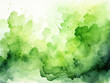 canvas print picture - An abstract hand-painted background with green watercolor daubs.