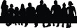 Group of people, set of vector silhouettes.