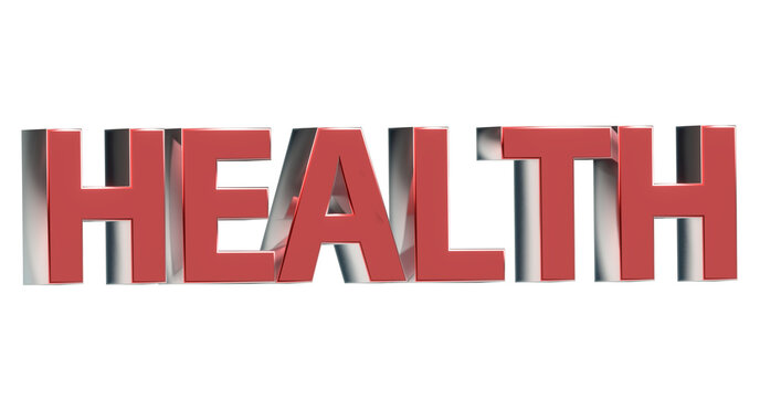 Gesundheit rote plakative exklusive 3D-Schrift, Wohlbefinden und körperlicher Fitness