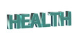Health Gesundheit türkise plakative exklusive 3D-Schrift, Wohlbefinden und körperlicher Fitness, Rendering, Freisteller
