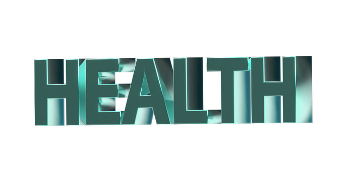 Health Gesundheit türkise plakative exklusive 3D-Schrift, Wohlbefinden und körperlicher Fitness, Rendering, Freisteller
