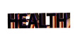 Health Gesundheit goldene plakative exklusive 3D-Schrift, Wohlbefinden und körperlicher Fitness, Rendering, Freisteller
