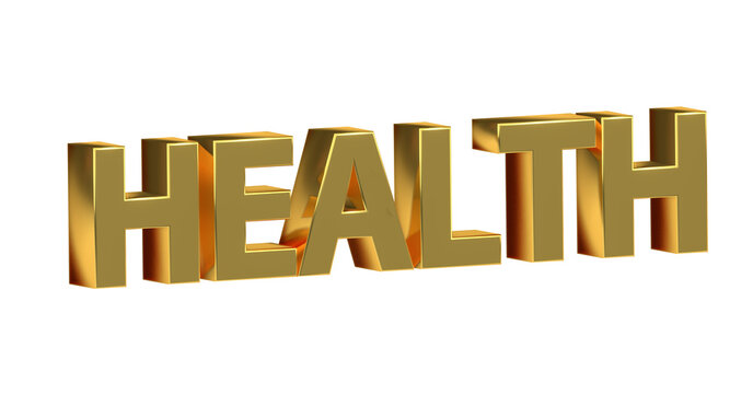 Gesundheit goldene plakative exklusive 3D-Schrift, Wohlbefinden und körperlicher Fitness