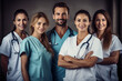 © Ishara - Portrait of doctors and happy together at hospital. medical team for healthcare. Group of doctors.