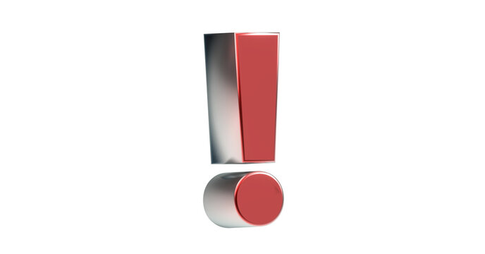 exklusives rotes plakatives 3D-Ausrufezeichen, Achtung Zeichen, Schrift, 3D, exklusiv, metallisch, edel, Security, Achtung, Warnung, Abmahnung, Hinweis, Rendering, Freisteller, Alphakanal