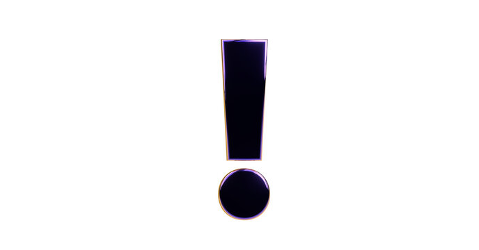 exklusives plakatives 3D-Ausrufezeichen, Achtung Zeichen, Schrift, 3D, exklusiv, metallisch, edel, Security, Achtung, Warnung, Abmahnung, Hinweis, Rendering, Freisteller, Alphakanal