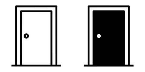 Poster - ofvs492 OutlineFilledVectorSign ofvs - door vector icon . closed door sign . isolated transparent . black outline and filled version . AI 10 / EPS 10 / PNG . g11835