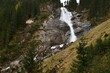 Wodospady Krimmler w austriackich Alpach. Najwyższe wodospady w Europie. Tu górny próg