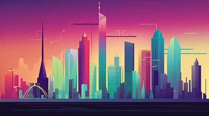 Fototapete - Business Chart growth multinational corporation vector, cityscape Infographic illustration background