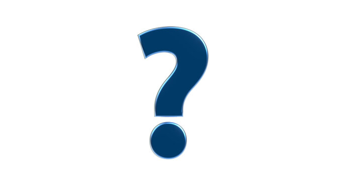 exklusives plakatives blaues Fragezeichen 3D-Rendering, Frage, Antwort, FAQ, Zeichen, Schrift, 3D, exklusiv, metallisch, edel, Aufgabe, Wissen, Lernen, Ungewiss,  Freisteller, Alphakanal
