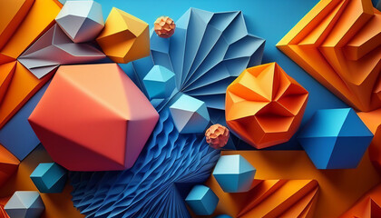 Wall Mural - vibrant background with three-dimensional geometric shapes