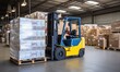 © uhdenis - A Productive Forklift in a Busy Warehouse