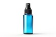 blue plastic spray bottle mockup, small liquid container with atomizer pump, white background