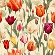  seemless pattern of coloful tulip