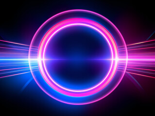Wall Mural - Neon pink and blue textured round circle background 