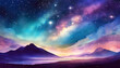 Abstract colorful under starry sky background aesthetic remixed media landscape. beautiful scene on digital art concpet, Generative AI.