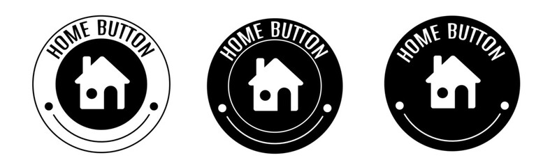 Poster - Black and white illustration of home button icon in flat. Stock vector.