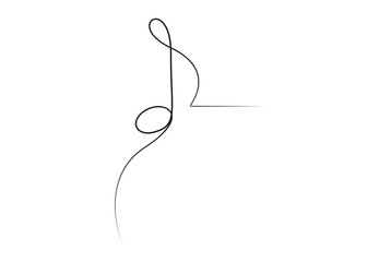 Poster - continuous one line drawing of music note. abstract music notes song sound concept vector illustrati