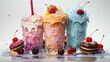 Delicious Colorful Freak Shake Watercolor Oil Painting on White Background