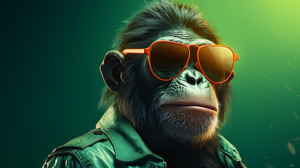 cool animals with sunglasses on a solid background created with generative ai technology