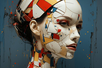 Poster - generative ai picture of beautiful robotic human android future 3d robot invention