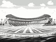 Drawing of Sketch football stadium illustration separated, sweeping overdrawn lines.