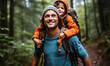© Bartek - Endearing Moment: Father Holds Son on Hiking Adventure in Forest