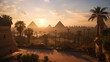 Egyptian Dawn, Pyramids Amidst the Palms
