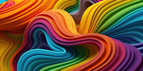 Wall Mural - Playful ribbed shapes in rainbow colors