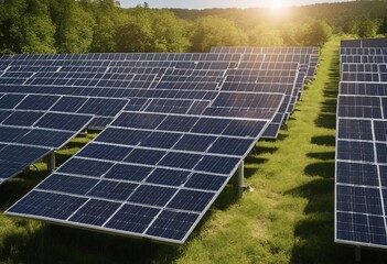 Solar panel fields in green environments