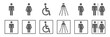 toilet set icon. sanitation sign. WC symbol. vector set of bathroom icons. stock vector