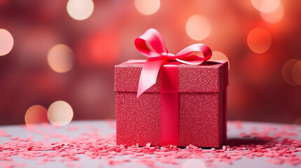 Gift box on bokeh background.