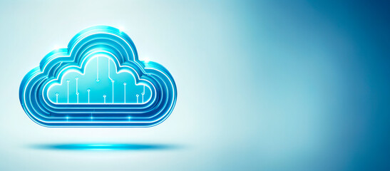 Poster - Cloud computing technology on abstract gradient background. Graphic design template. Generative AI