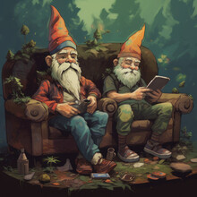Gnomes Sitting On A Couch