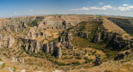 Wall Mural - Panoramic view of Ulubey canyon from the observation deck. It is the second longest canyon in the world.  Turkey travel destinations.  Usak province, Türkiye 