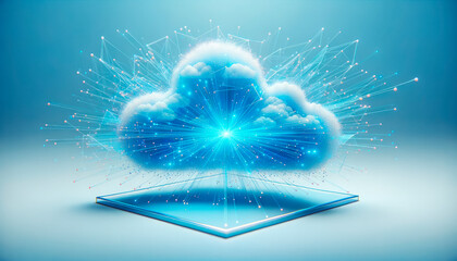 Poster - Cloud computing concept. Network and technology background. Generative AI