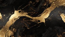Luxury Black And Gold Marble Pattern Texture Background. Liquid. Stone. Backdrop. Wallpaper. Illustration