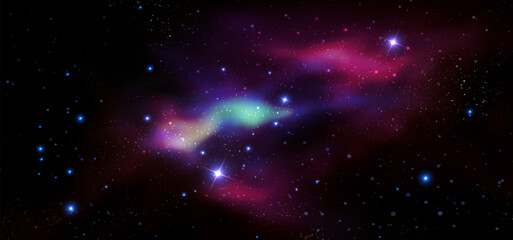 Wall Mural - space vector background with realistic nebula and shining stars. magic colorful galaxy with stardust