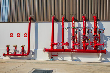 Wall Mural - Industrial fire pump station for water sprinkler piping and fire alarm control system.