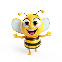Cute Cartoon Bee Isolated On A White Background 