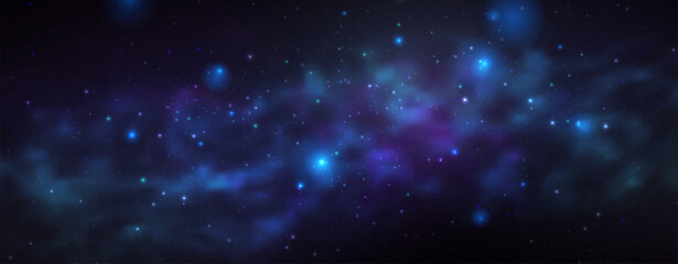 Space vector background with realistic nebula and shining stars. Magic colorful galaxy with stardust