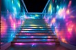 vibrant steps towards sky, radiant glow crafted with innovation. Generative AI