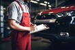 Mechanical checklist and vehicle inspection at the garage Auto car service and maintenance inspection concept