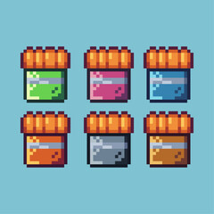 Poster - Pixel art sets of french fries with variation color item asset. Simple bits of french fries on pixelated style. 8bits perfect for game asset or design asset element for your game design asset.