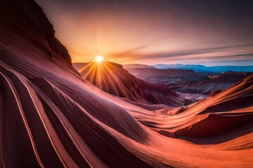 Wall Mural - red and blue sky