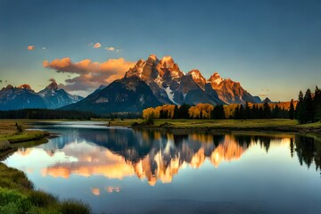 Poster - sunrise over lake