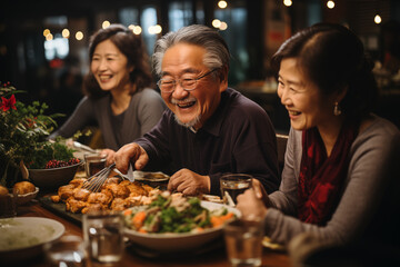 Wall Mural - family in restaurant