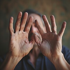 Canvas Print - Man with dirty hands, AI