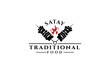 Traditional Food Satay template logo design vector